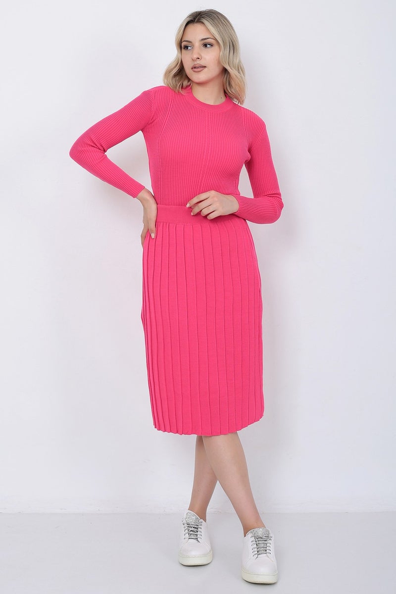 Lugmo Women's Knitwear Pleated Skirt Hair Braided Sweater Set Oversize Fujya  - Image 3