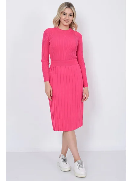 لوغمو Women's Knitwear Pleated Skirt Hair Braided Sweater Set Oversize Fujya