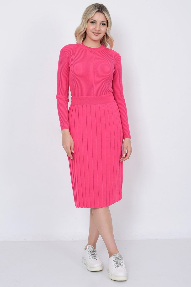 Lugmo Women's Knitwear Pleated Skirt Hair Braided Sweater Set Oversize Fujya  - Image 1