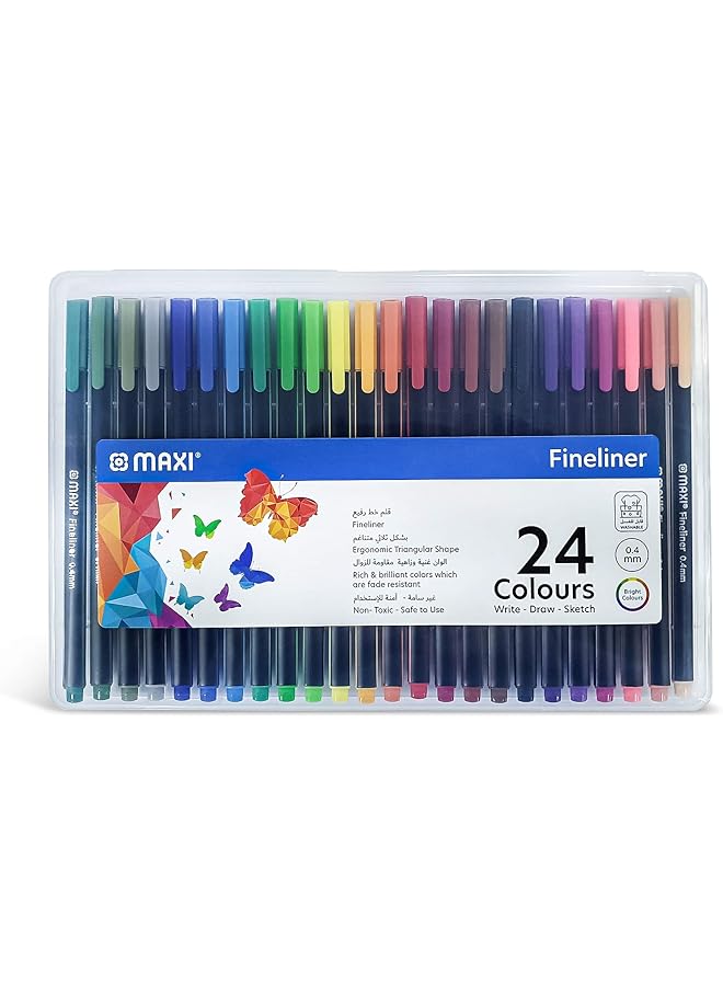 ماكسي قلم تحديد رفيع مثلث الشكل 0.4 مم 24 لونًا - Image 1