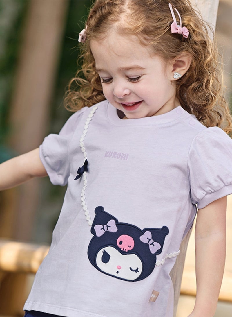 Dave & Bella Girls Kuromi light purple tshirt - Image 1
