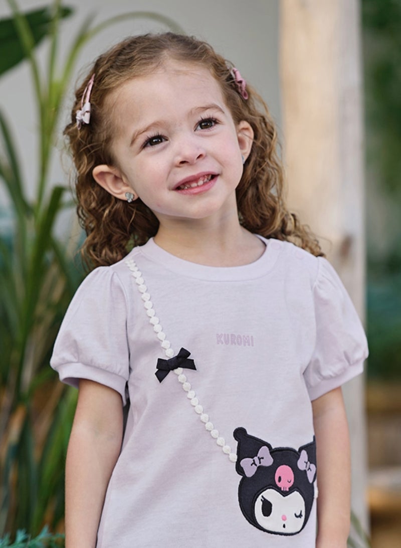 Dave & Bella Girls Kuromi light purple tshirt - Image 2