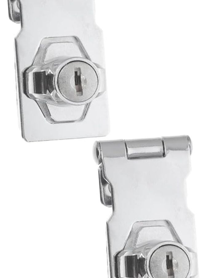 Stainless Steel Cabinet Locks 8X3 2CM Silver Keyed Hasp 2Pcs for Boys and Girls - Image 1