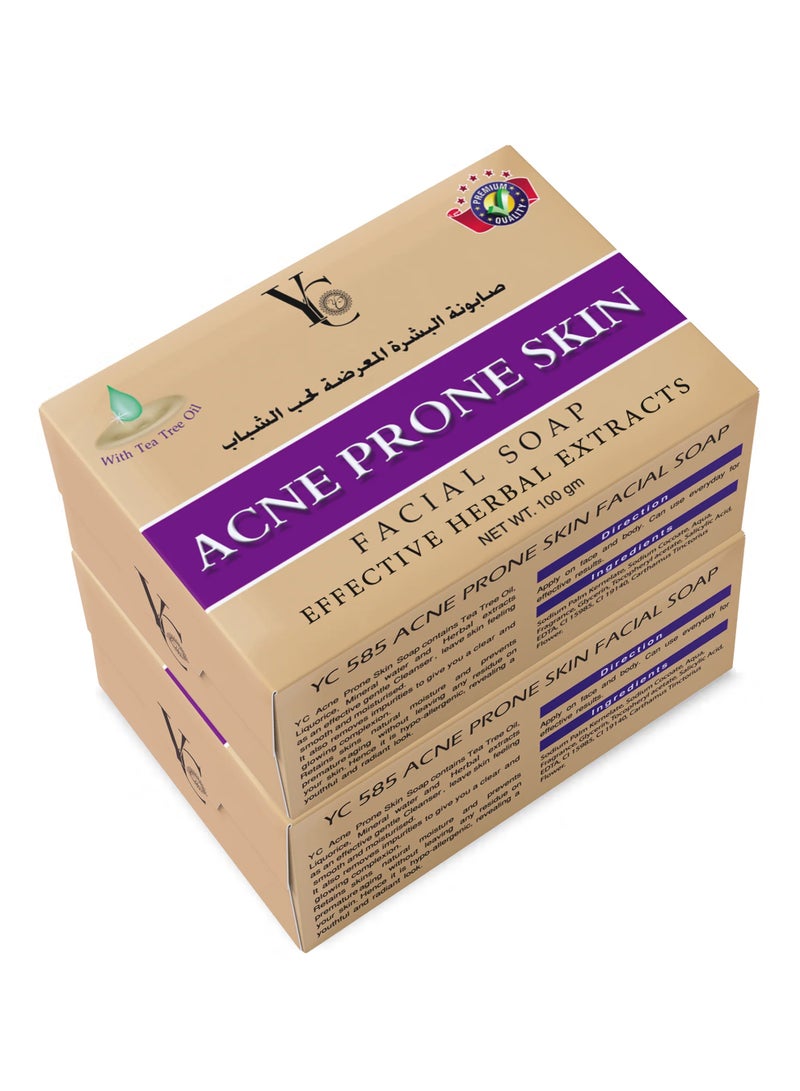 YC Acne Prone Skin Facial Bar Soap with Herbal Extracts 100 g - 2 pcs