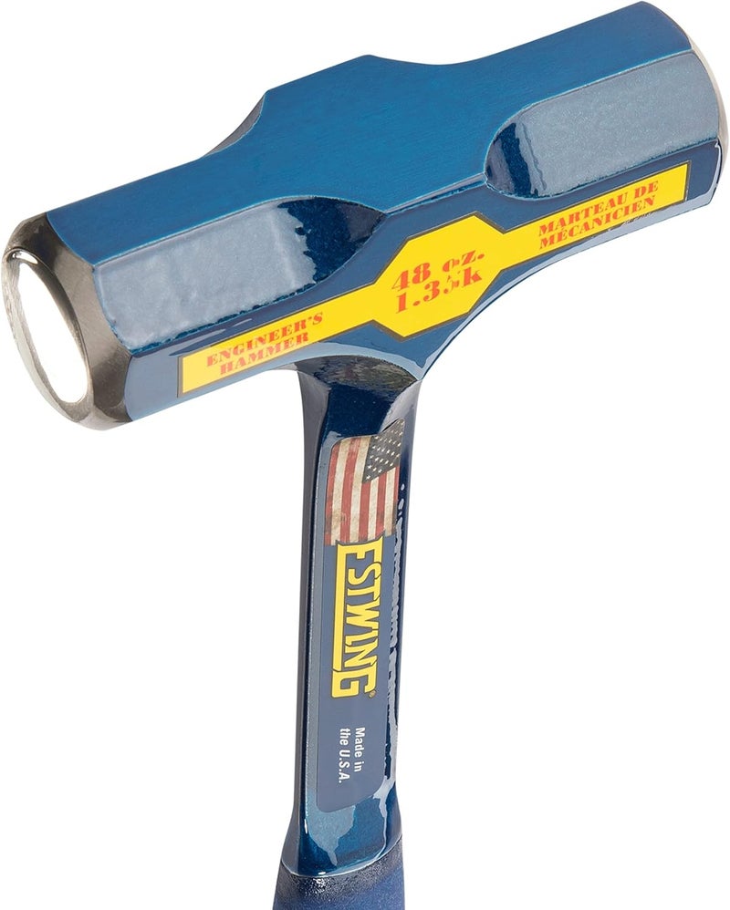 Estwing BIG BLUE Engineer's Hammer - 48 oz Sledge with Forged Steel Construction & Shock Reduction Grip - E6-48E - Image 3