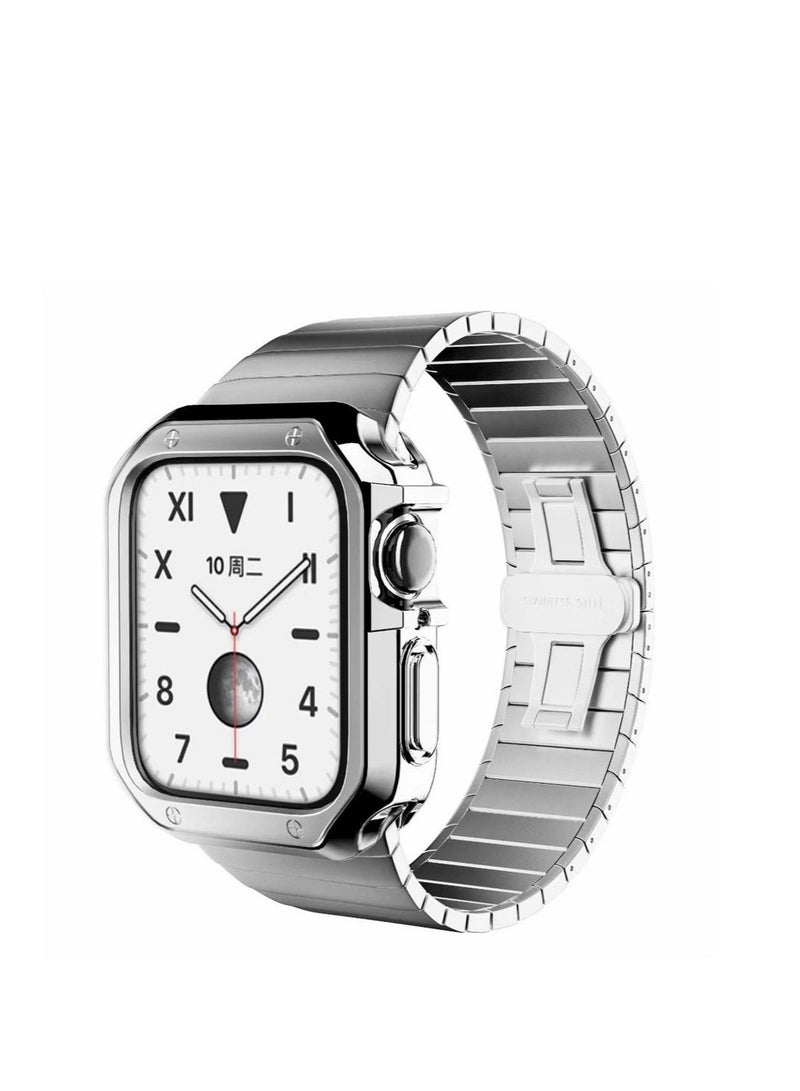 Suitable for Apple Watch Ultra 8/7 generation metal strap with TPU electroplating case set 45mm - Image 2