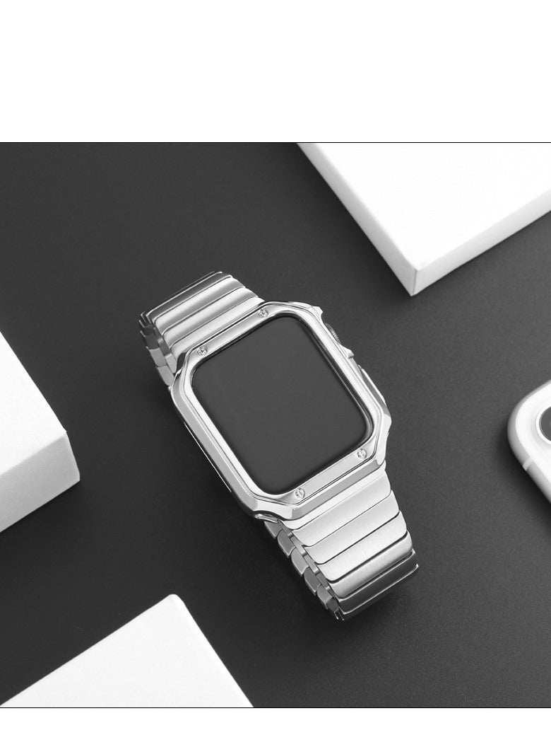 Suitable for Apple Watch Ultra 8/7 generation metal strap with TPU electroplating case set 45mm - Image 1