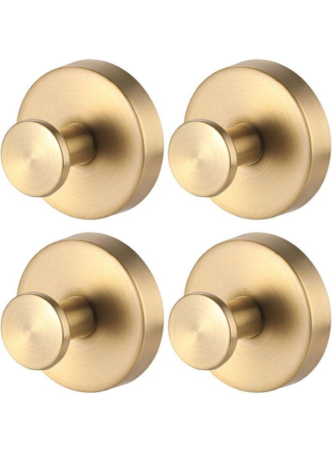 Luxe Hold No Drill Hooks Stainless Steel Waterproof Suction Cup Hooks Towel Bath Robe Hooks for Bathrooms (Gold 4 PCS) - Image 1