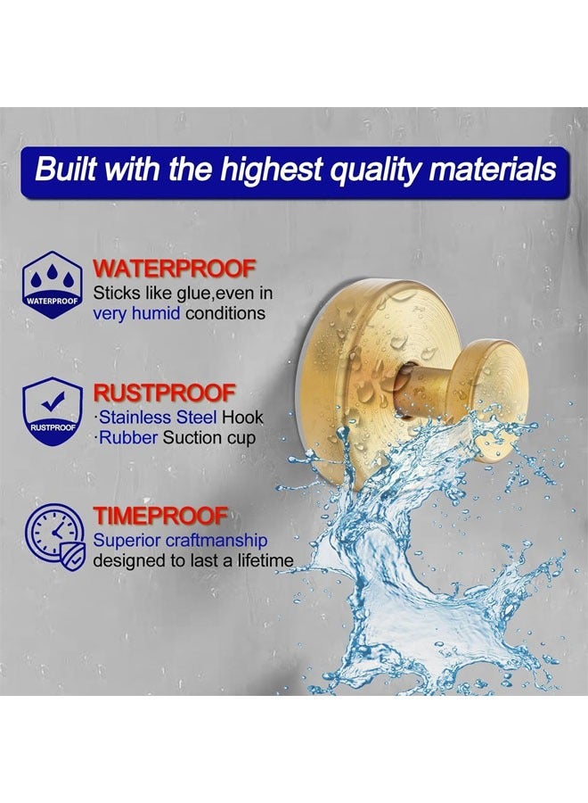 Luxe Hold No Drill Hooks Stainless Steel Waterproof Suction Cup Hooks Towel Bath Robe Hooks for Bathrooms (Gold 4 PCS) - Image 4