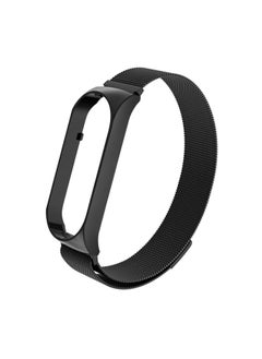 Metal Strap For XiaomiBand 6 5 Milanese Loop Three-bead Stainless Steel Mesh Strap Compatible For Xiaomi34 Smart Bracelet-Color:MAGNETIC MILAN-BLACK-Specifications:Mi Band 5/6 Universal
