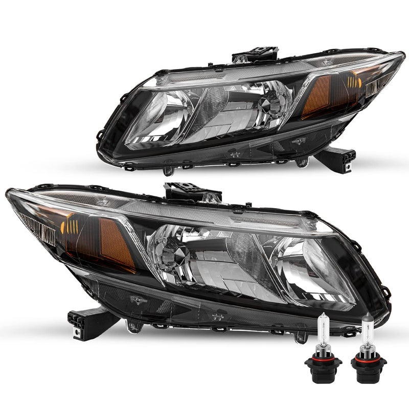 SOCKIR Headlight Assembly Replacement for 2012-2015 Honda Civic 4-Door Sedan & 2012-2013 Honda Civic 2-Door Coupe (Black)