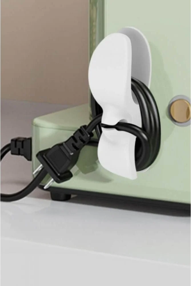 بييف Adhesive Practical Cable Collection and Winding Organizing Device Set of 4 White