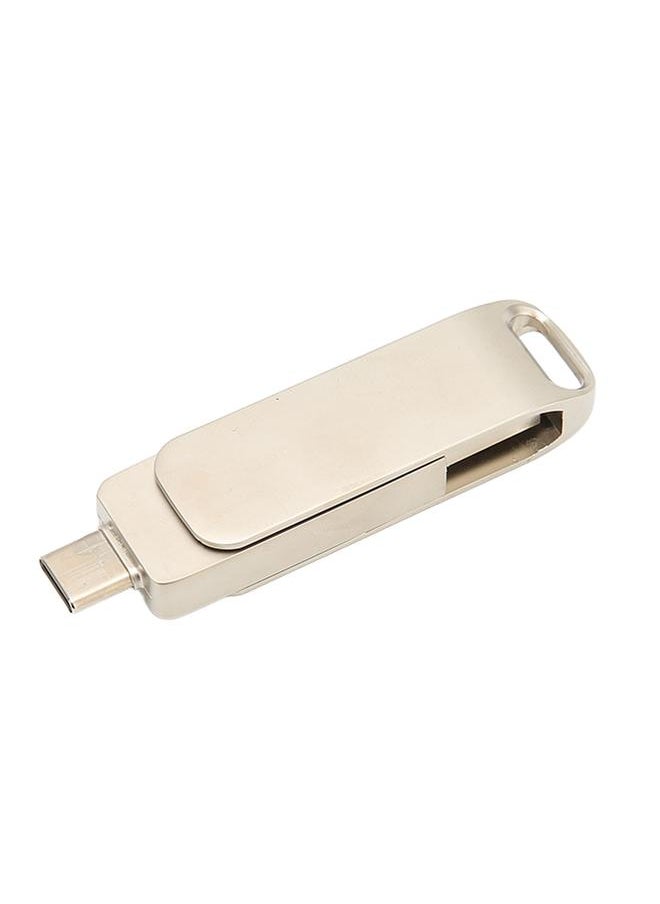 Thoraya - Type-C+USB3.0 2-in-1 Metal Rotating USB Flash Drive for Mobile Phones, Computers, Tablets, and Car USB Flash Drives Silver 256GB - Image 1