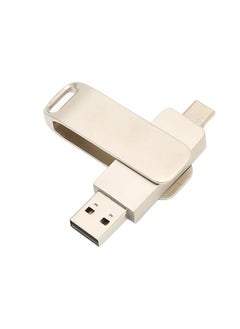 Thoraya Type-C+USB3.0 2-in-1 Metal Rotating USB Flash Drive for Mobile Phones, Computers, Tablets, and Car USB Flash Drives Silver 128GB  - Image 1