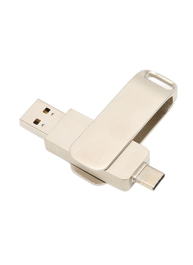 Thoraya - Type-C+USB3.0 2-in-1 Metal Rotating USB Flash Drive for Mobile Phones, Computers, Tablets, and Car USB Flash Drives Silver 256GB - Image 1