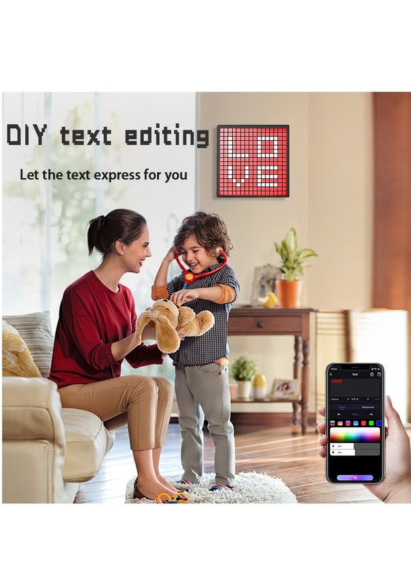 Furtey - LED Pixel Display, Programmable 16x16 Pixel Art LED Screen with APP Control for Kids Boys Girls, Creative Animations, Fun Text and Digital Clock, Gaming Accessories for Desk, Wall Room Decor - Image 1