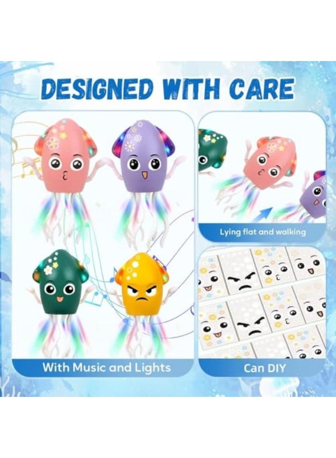 لعبة الأخطبوط الكهربائي الراقص، حبار زاحف مع تجنب العقبات التلقائي وأضواء LED، لعبة موسيقية تفاعلية قابلة لإعادة الشحن عبر USB (وردية) - Image 4