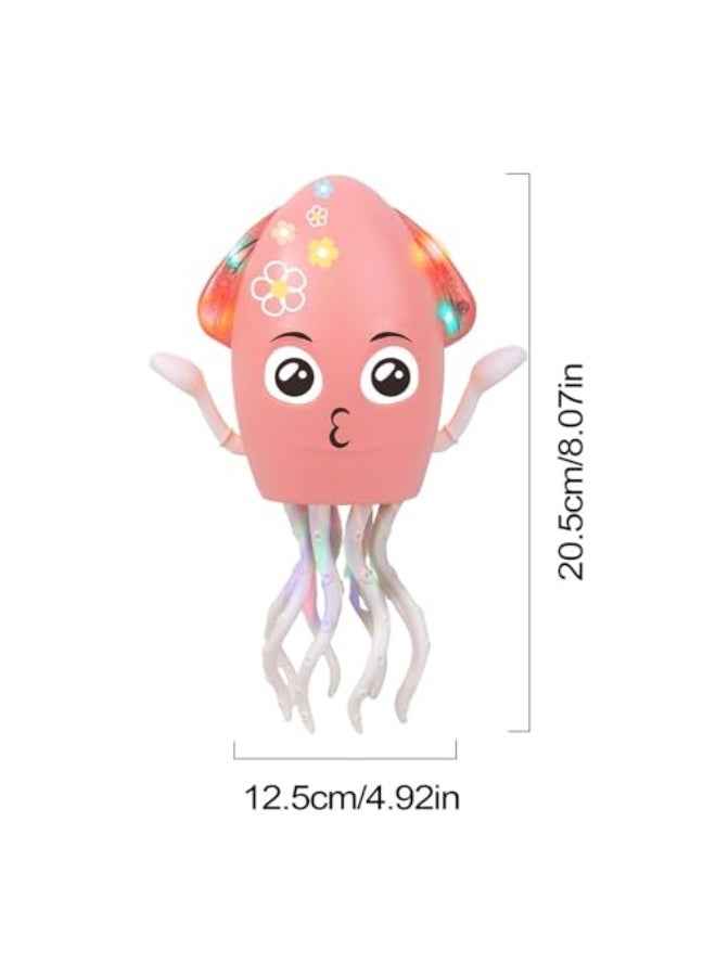 لعبة الأخطبوط الكهربائي الراقص، حبار زاحف مع تجنب العقبات التلقائي وأضواء LED، لعبة موسيقية تفاعلية قابلة لإعادة الشحن عبر USB (وردية) - Image 3