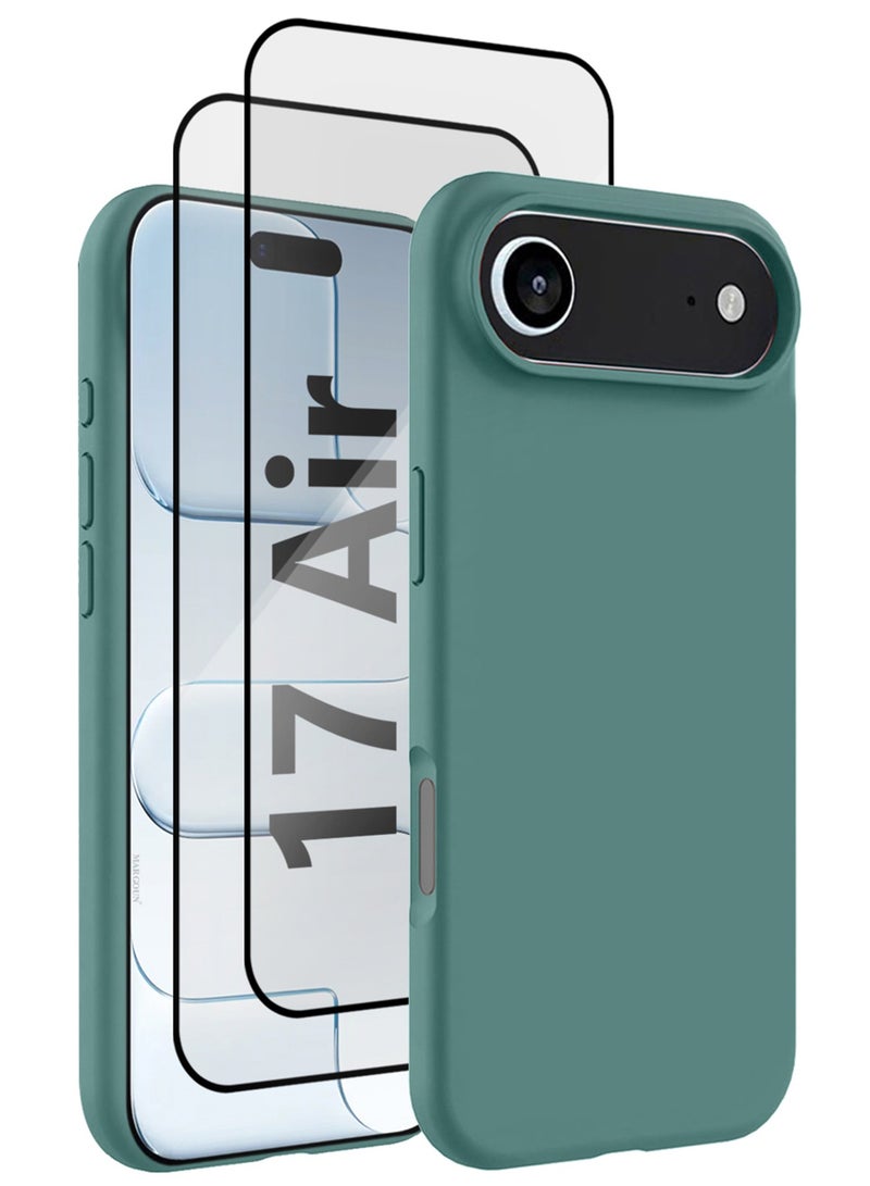 CATANES 3Packs Liquid Silicone Protective Phone Case for iPhone 17 Air , Soft Anti-Scratch Microfiber Lining Utra Slim Drop Protection Phone Cover with Two 3D Screen Protectors - Cactus Green - Image 1
