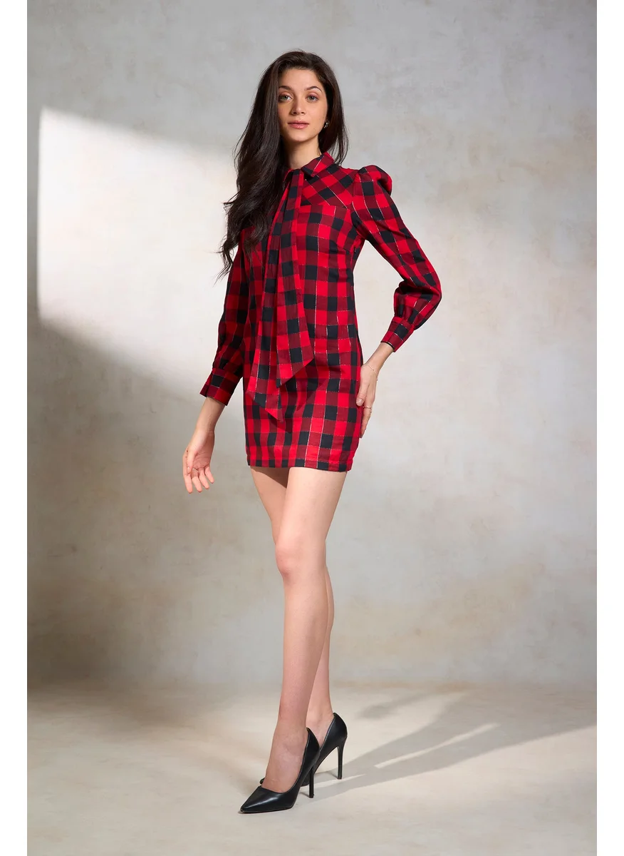 فيرجيو Virgio Checked Long Sleeves Shirt Dress