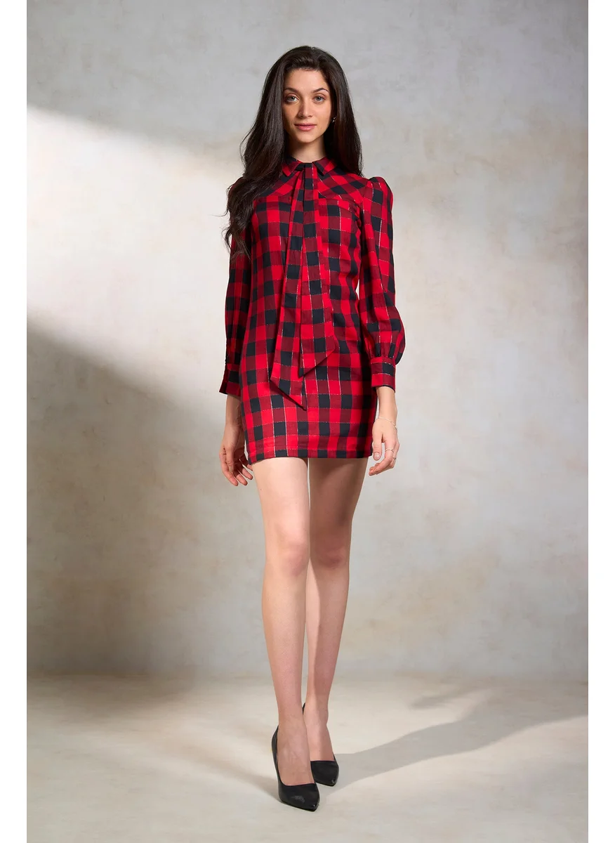 فيرجيو Virgio Checked Long Sleeves Shirt Dress