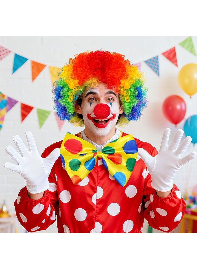 Clown Costume Set Clown Rainbow Wig Nose Bow Tie White Gloves Accessories for Parties Carnivals Pretend Play Women Men Adults - Image 4