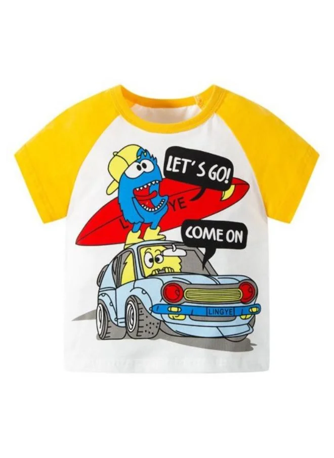 YUNIQEE White Printed Short Sleeve Crew Neck T-Shirt