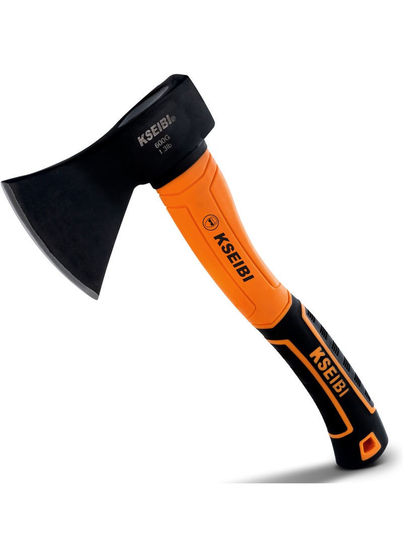 KSEIBI - KSEIBI Wood Axe, Small Outdoor Camp Hatchet for Splitting and Kindling Wood, Forged Steel Blade with Anti-Slip and Shock Reduction Handle Great Throwing Axes and Hatchets - Image 1