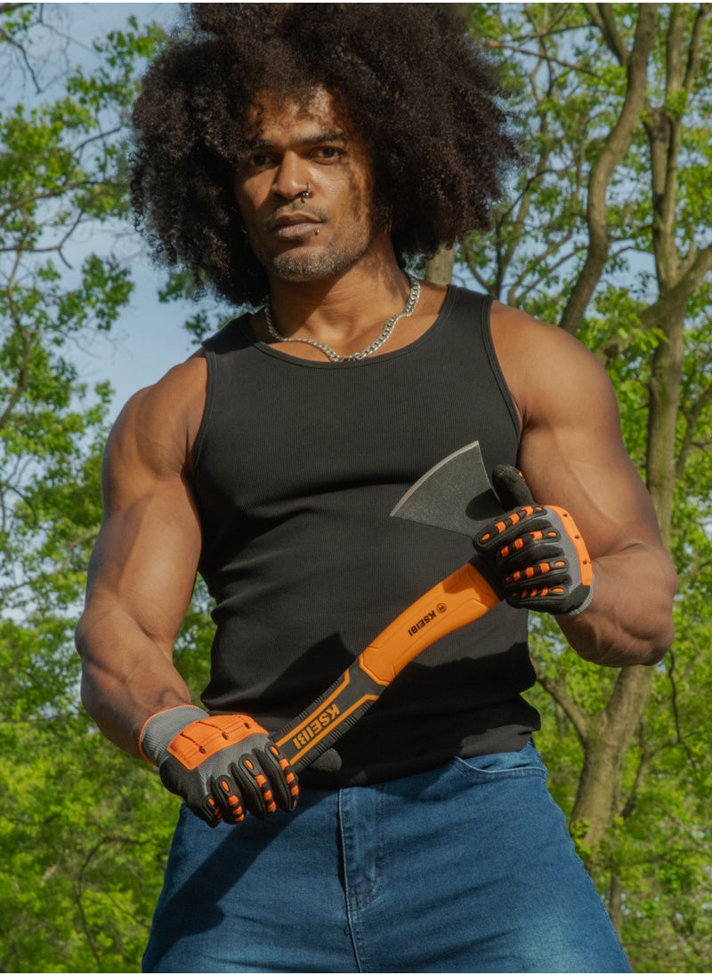 KSEIBI - KSEIBI Wood Axe, Small Outdoor Camp Hatchet for Splitting and Kindling Wood, Forged Steel Blade with Anti-Slip and Shock Reduction Handle Great Throwing Axes and Hatchets - Image 1