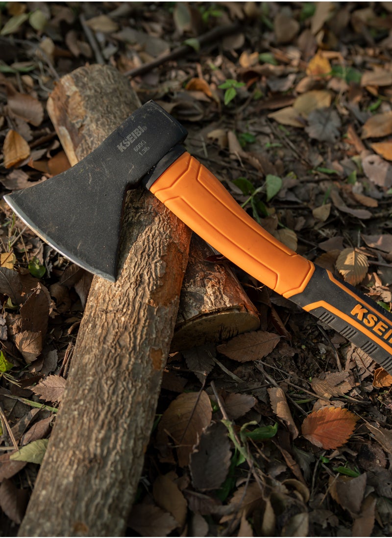KSEIBI - KSEIBI Wood Axe, Small Outdoor Camp Hatchet for Splitting and Kindling Wood, Forged Steel Blade with Anti-Slip and Shock Reduction Handle Great Throwing Axes and Hatchets - Image 1