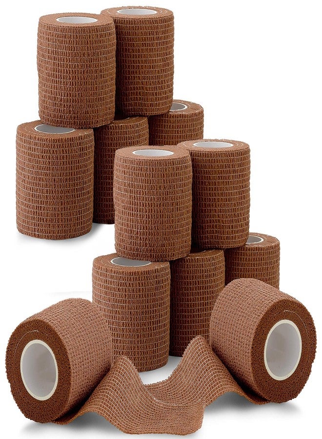 MEDca Self Adherent Cohesive Tape - 2" x 5 Yards, 12 Pack (Medium Tan Self Adhesive Bandage Rolls & Sports Athletic Wrap for Ankle, Wrist, Knee Sprains and Swelling - Image 1