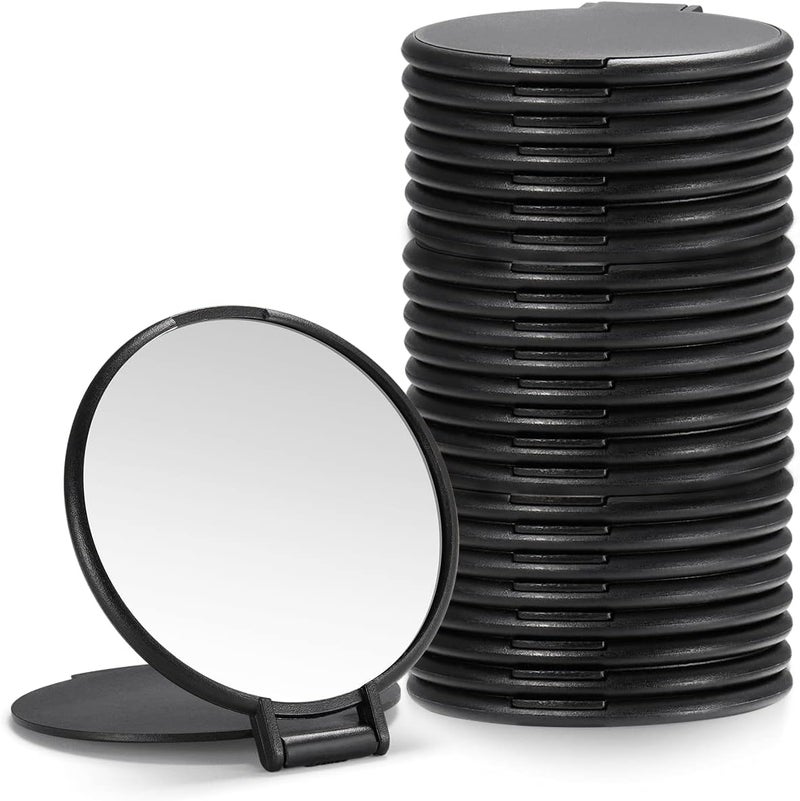 Getinbulk Compact Mirror Bulk, Round Makeup Mirror for Purse, Set of 24 (Black)