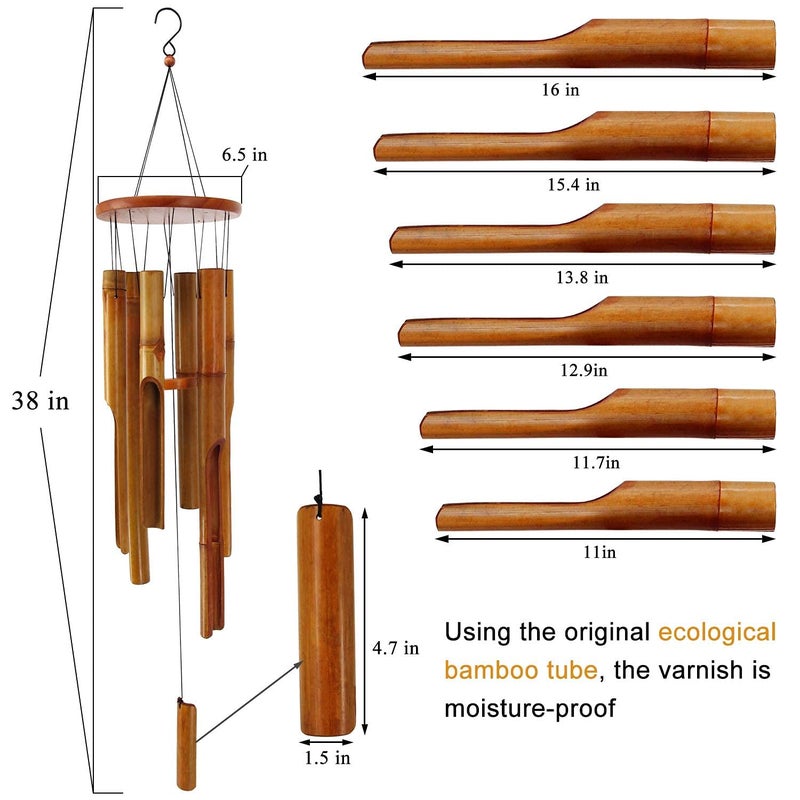 ASTARIN Bamboo Wind Chimes Outdoor,Wooden Wind Chimes for Outside with Melody Deep Tone,38" Classic Zen Garden Windchime for Relaxation, Grace.Home DÃ©cor for Patio, Garden or Indoor(FSC Certified) - Image 3
