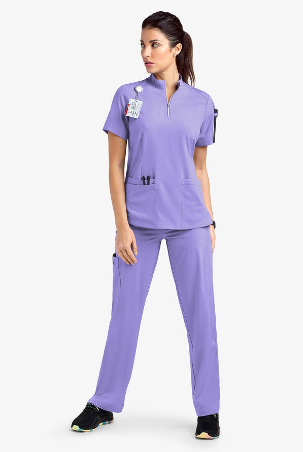 Hand-washing Clothes Summer Short-sleeved Surgical Clothes Beauty Salon Hospital Nurse Clothes Casual Collar Zipper Quick-drying Work Clothes 82010 purple suit 