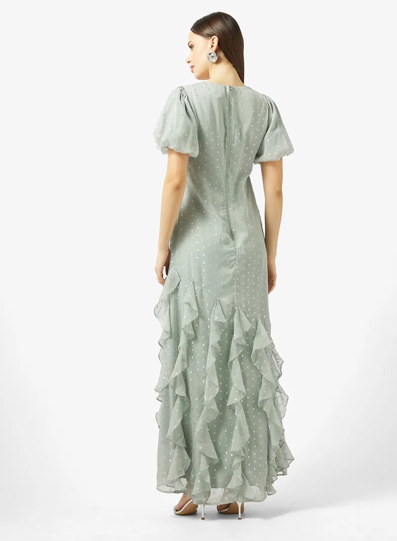 Anaya With Love Puff Sleeve Ruffle  Detailed Maxi Dress