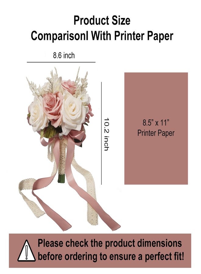 LEIFENY Wedding Bouquets for Bride, Champagne White & Pink Bridal Bridesmaid Wedding Flowers, Artificial Toss Rose for Civil Ceremony (Hollow Lace Ribbon Handle) - Image 2