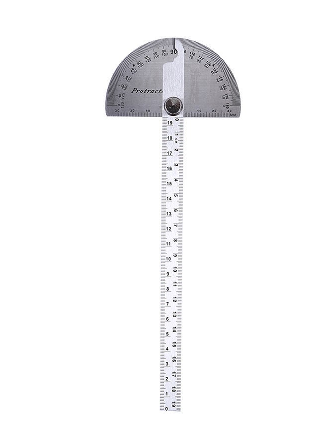 NIBEMINENT 180 Degree Rotary Protractor Angle Finder Measuring Ruler Silver - Image 1