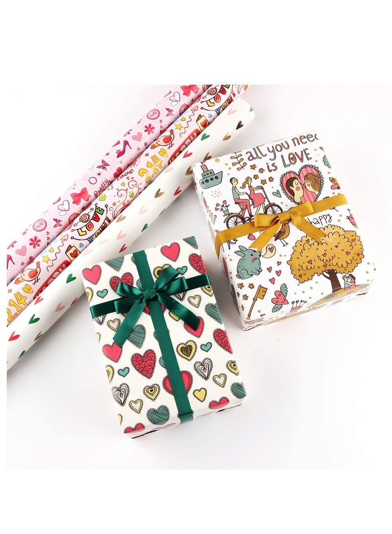 XiuWoo Wrapping Paper Sheets, Birthday Set Included 6 Pack Gift Wrap with Ribbon Tag Cute Butterfly Heart Design for Bridal Baby Shower Weddings Boy Girl - Image 4