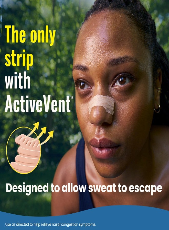 Breathe Right Sport Nasal Strips, Sweat-Resistant w/ActiveVent, Tan, 26 ct - Image 2