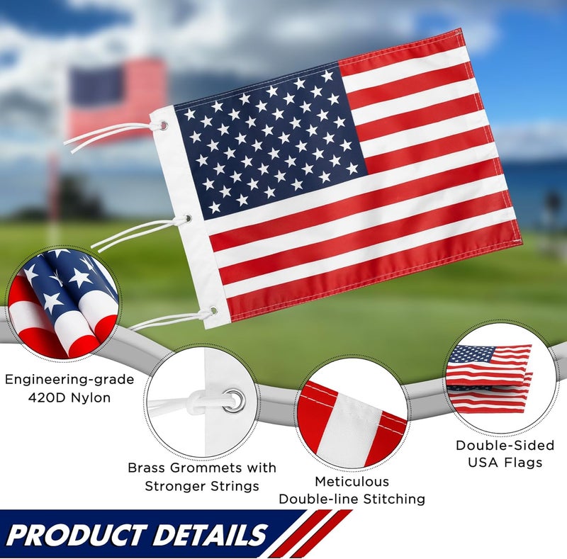 KINGTOP USA Golf Flag 20x14 Inch - Brass Grommets, Dual-layer 420D Nylon, Double Sided Printing - Standard Putting Green Flags for Backyard Practice, Golf Courses, Country Club, 1-Pack - Image 2
