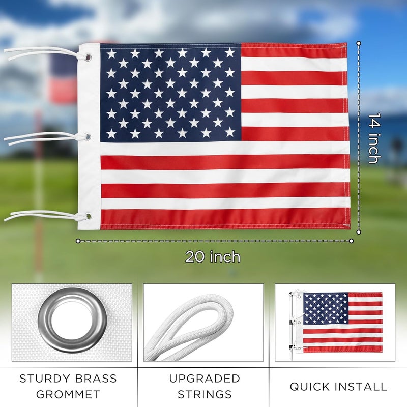 KINGTOP USA Golf Flag 20x14 Inch - Brass Grommets, Dual-layer 420D Nylon, Double Sided Printing - Standard Putting Green Flags for Backyard Practice, Golf Courses, Country Club, 1-Pack - Image 3