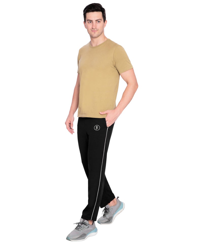 Btag Mens Regular Fit Comfortable Cotton Track Pants with Both Side Zipper Pocket |Stretchable & Dry fit Trouser | Sports Lower for Running, Gym, Casual Wear, Leisure Activities Pack of 1 Black_XL - Image 5