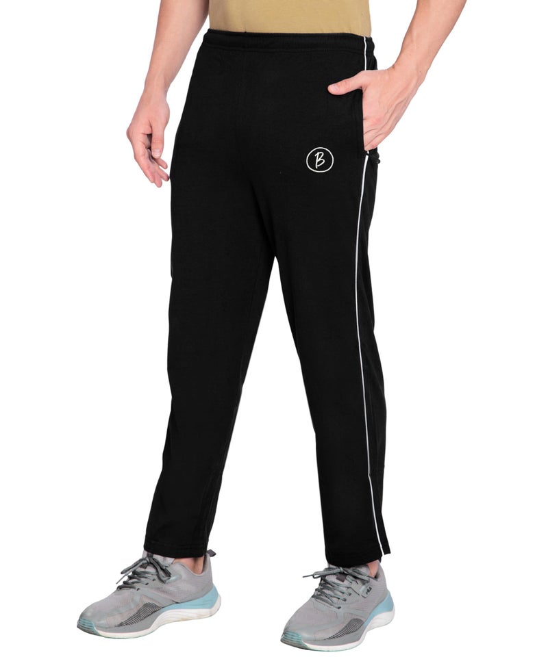 Btag Mens Regular Fit Comfortable Cotton Track Pants with Both Side Zipper Pocket |Stretchable & Dry fit Trouser | Sports Lower for Running, Gym, Casual Wear, Leisure Activities Pack of 1 Black_XL - Image 3