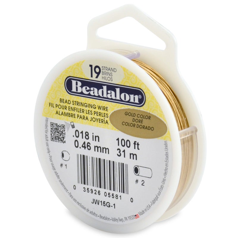Beadalon 19Strand Bead Stringing Wire 0018Inch Gold Color 100Feet