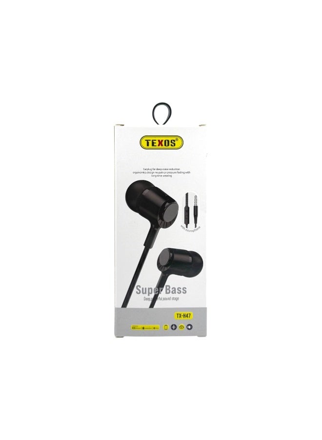 تيكسو Texos TX-H47 In-Ear Earphones With Microphone Super Bass - Image 1