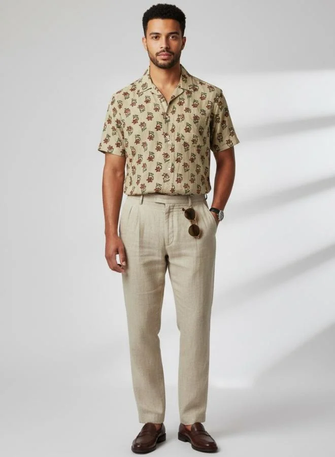 ترولوم Men Classic Slim Fit Floral Printed Casual Shirt