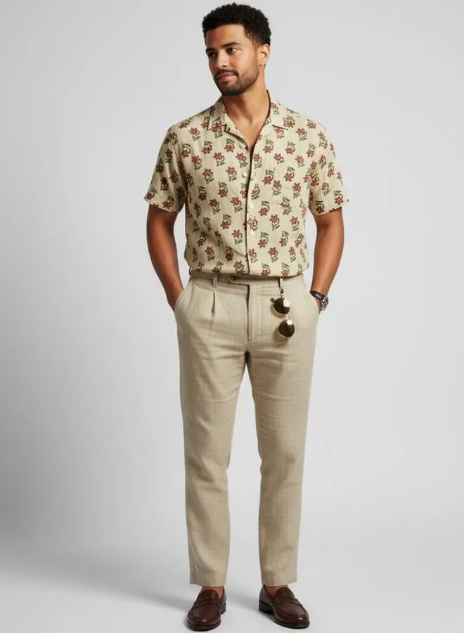 ترولوم Men Classic Slim Fit Floral Printed Casual Shirt