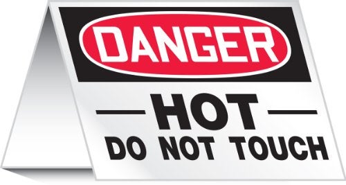 AccuformNMC PAT725 Aluminum Tent-Style Surface Warning Sign, Legend"Danger HOT DO NOT Touch", 3-1/2" Height x 5" Width, Red/Black on White, American Made Safety Tags, Signs, and Labels - Image 4