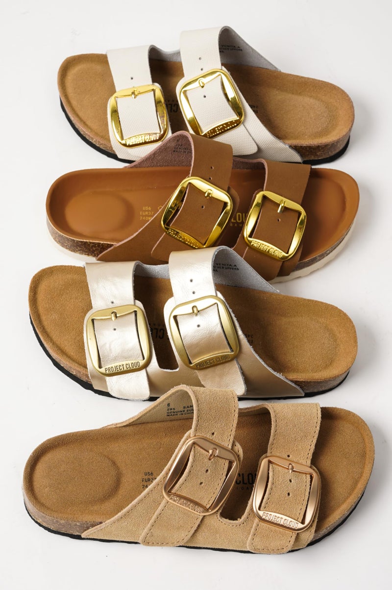 Project Cloud Genuine Leather Flat Sandals for Women 2026 Comfortable Beach Essentials Womens Sandals Memory Foam Vacation Essentials Slides for Women Footwear (Santorini, Rosegold, 6) - Image 4