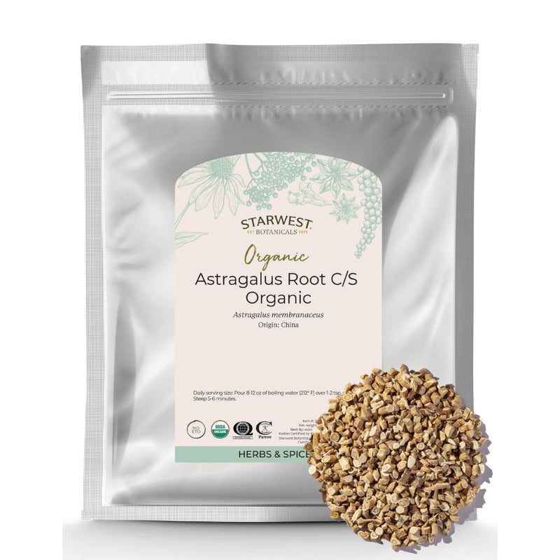 Starwest Botanicals Starwest Botanicals Organic Astragalus Root Dried Herb for Tea Natural Immune Support Cut Sifted Promotes Wellness Certified Kosher NonGMO Bulk 1 lb Bag 